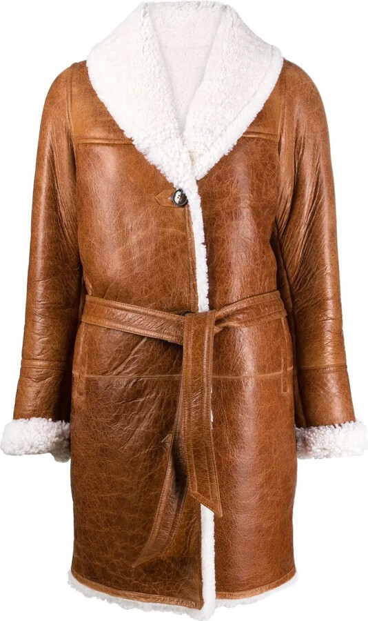 Yves Salomon Belted-Waist Lambskin Coat