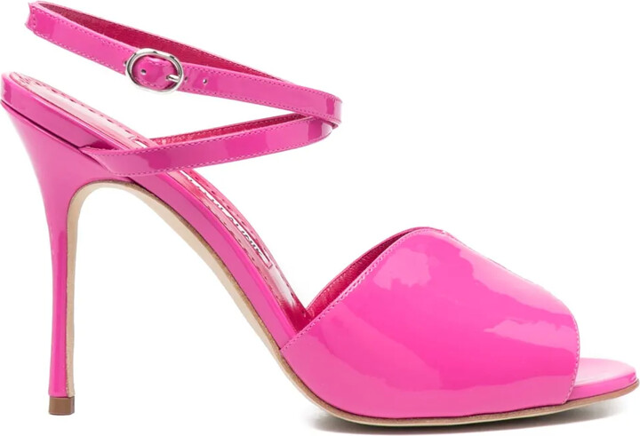 Manolo Blahnik 110mm Shimmer-Finish Sandals