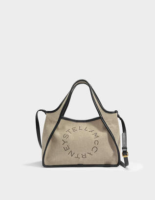 Stella McCartney Linen Canvas Crossbody Stella Logo Bag in Desert Beige Eco Fabric
