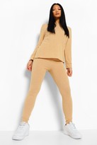 Thumbnail for your product : boohoo Petite Soft Knitted Rib Hoody Co-Ord