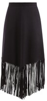 Thumbnail for your product : Officine Generale Camelia Fringed-hem Felted Wool-blend Skirt - Navy