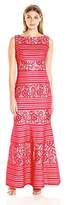 Thumbnail for your product : Sangria Women's Sequined Stripe Lace Evening Gown