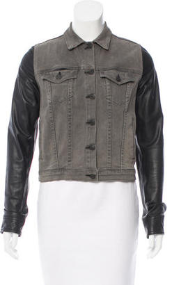 Rag & Bone Leather Paneled Denim Jacket