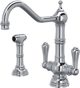 Perrin & Rowe Edwardian Two Handle Kitchen Faucet With Side Spray