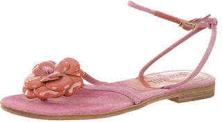 Chanel Camellia Suede Sandals