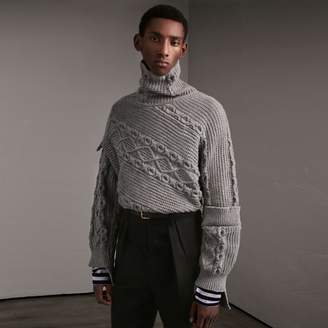 Burberry Cable and Rib Knit Collage Cotton Blend Sweater