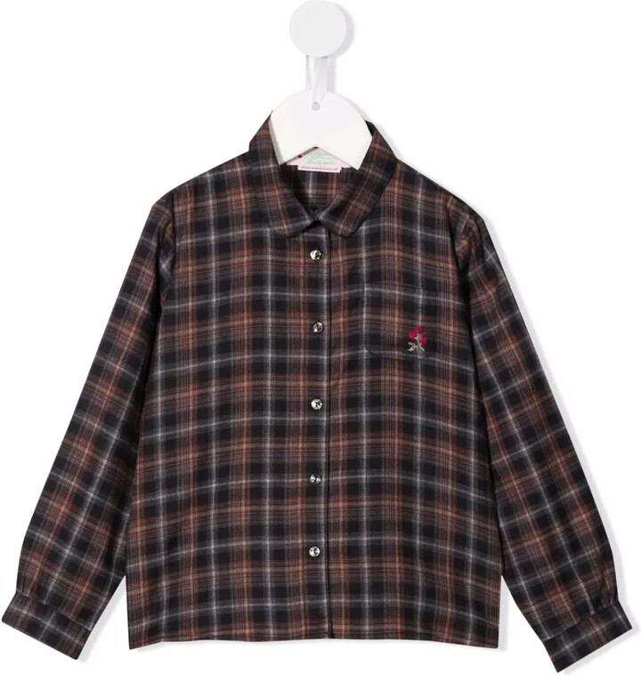 Embroidered-Logo Check-Print Shirt