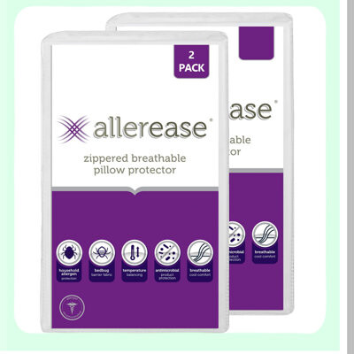 BRBCA Temperature Balance Allergy Pillow Guards - 2 Pack | Premium Breathable Zippered Covers | Allergist Recommended | Dust Mite Protection