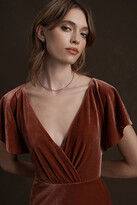Thumbnail for your product : Jenny Yoo Ellis Flutter-Sleeve Open-Back Stretch Velvet Gown