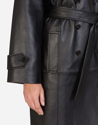 Dolce & Gabbana Double-Breasted Leather Belted Coat