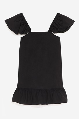 Nasty Gal Womens Ruffle Sleeve Drop Hem Mini Dress - Black - 8