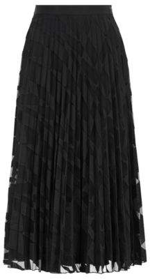 BOSS Hugo A-line plisse midi skirt in graphic-embroidered tulle 4 Patterned