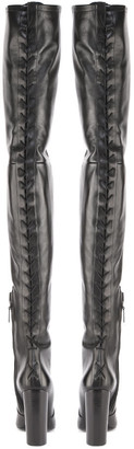 Saint Laurent 76 Thigh-high Laced Boots In Smooth Leather