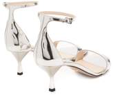 Thumbnail for your product : Prada Mirrored-leather Kitten-heel Sandals - Womens - Silver