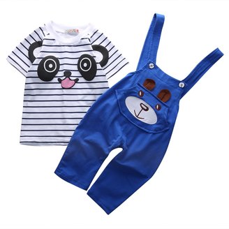 Juicart Baby Boys Girls 2pcs Suit Little Panda Print T-Shirt + Suspender Romper Onesie