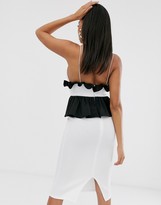 Thumbnail for your product : ASOS DESIGN ruffle waist plunge bodycon midi dress