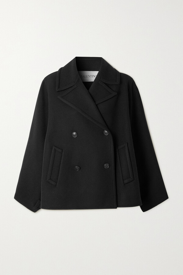 Black Wool Double Breasted Coat | Shop the world's largest 