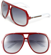 Thumbnail for your product : Gucci Logo Temple 63mm Aviator Sunglasses