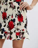 Thumbnail for your product : Missguided Printed Floral Plisse Mini Skirt With Frill Hem