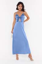 Thumbnail for your product : Nasty Gal Womens Of Course Knot Satin Tie Midi Dress - Blue - 12