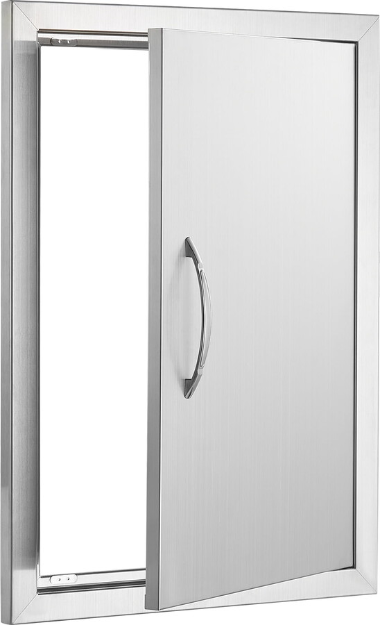 KFFKFF Barbecue Access Portal, 18W x 24H Inch Solo Exterior Culinary Gateway, Stainless Steel Recessed Entrance, Wall Upright Passage with Grip, for Barbecue Isle, Grill Spot, External Locker