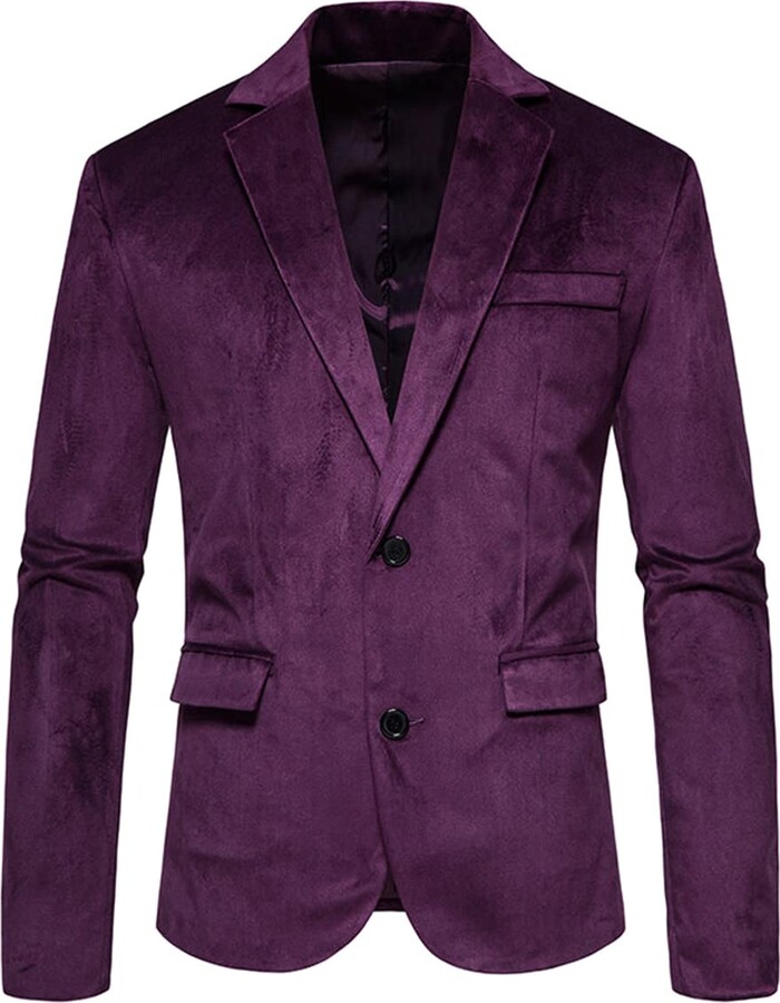 YOUTHUP Men's Velvet Blazer Lightweight Regular Fit Smart Suit Jacket