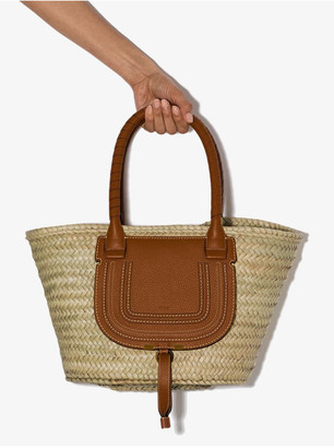 Chloé Marcie Leather And Raffia Shopping Bag
