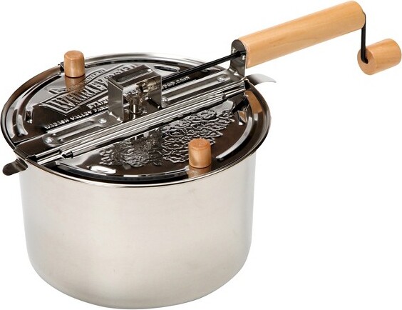 Wabash Valley Farms Whirley-PopStainlessSteelStovetopPopcornPopperwithRealTheaterAll-InclusivePoppingKit-Silver