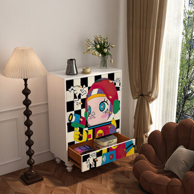 Ruthber Solutions Modern Cartoon Painted 5-Drawer Accent Chest