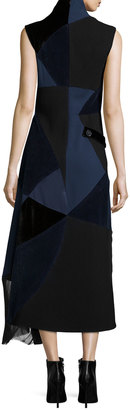 Victoria Beckham Sleeveless Patchwork Dress, Navy/Black
