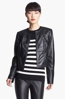 Thumbnail for your product : Nordstrom Miss Wu Zip Front Leather Jacket Exclusive)