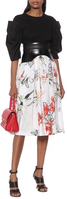 Alexander McQueen Floral cotton midi skirt