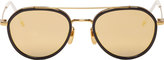 Thumbnail for your product : Thom Browne Navy & Gold Round Aviator Sunglasses