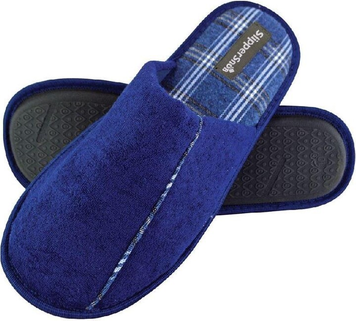 Slipper Snob Indoor Slip On Plain Top Checked Sole Memory Foam Mule