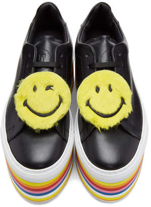 Joshua Sanders Black Smile Rainbow Platform Sneakers