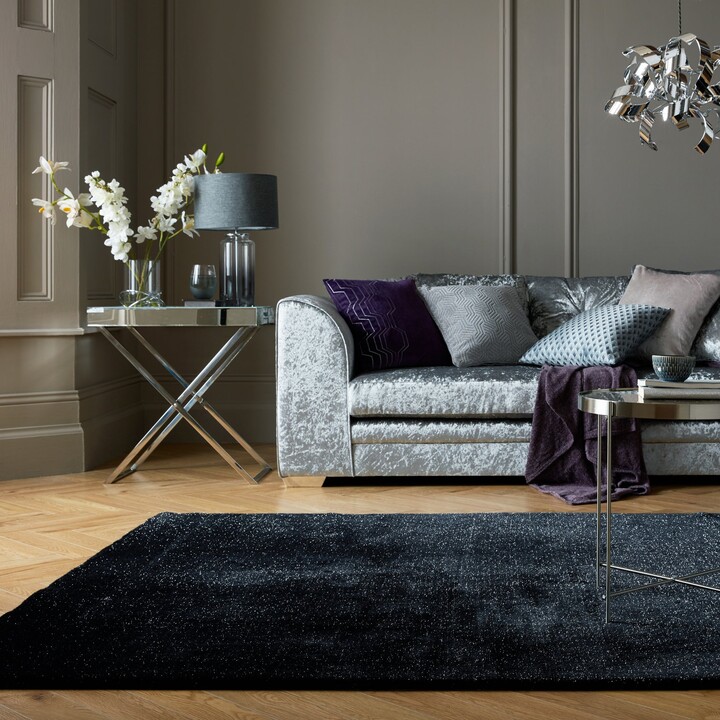 Dunelm Luxe Sparkle Rug Black ShopStyle