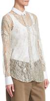 Thumbnail for your product : Brunello Cucinelli Lace Button-Down Blouse