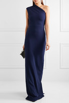 Thumbnail for your product : SOLACE London Luna One-shoulder Crepe Gown - Navy