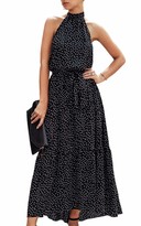 Thumbnail for your product : Spec4Y Womens Floral Dress Halter Neck Boho Polka Dot Print Sleeveless Casual Backless Maxi Dresses with Belt 270 Red X-Large