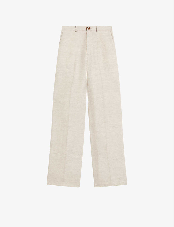 Ted Baker Darlont flared mid-rise cotton-blend trousers - ShopStyle  Wide-Leg Pants