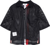 Thumbnail for your product : Thom Browne Grosgrain-trimmed Mesh Polo Shirt