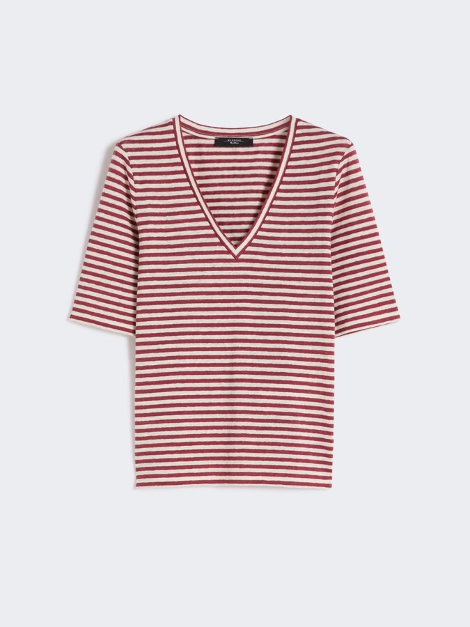 Max Mara Stretch linen jersey V-neck T-shirt