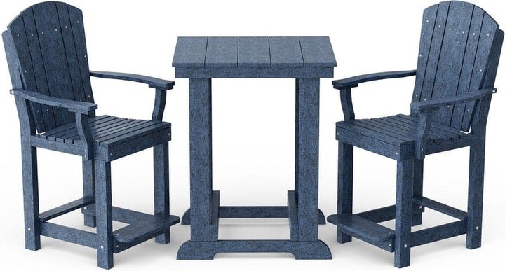 Wildridge Heritage 3-Piece Patriot Blue HDPE Plastic Outdoor Patio Counter Set