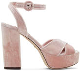 Thumbnail for your product : Dolce & Gabbana Pink Velvet Platform Sandals