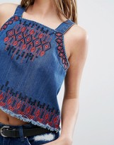 Thumbnail for your product : Blank NYC Embroidered Denim Top