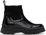 Thumbnail for your product : STAUD Black Croc-Embossed Bow Boots