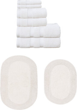 Latitude Run Brunk Collection 100% Soft Cotton 6 Pc Towel Set & 2 Pc Bath Rug Set (Set of 8)