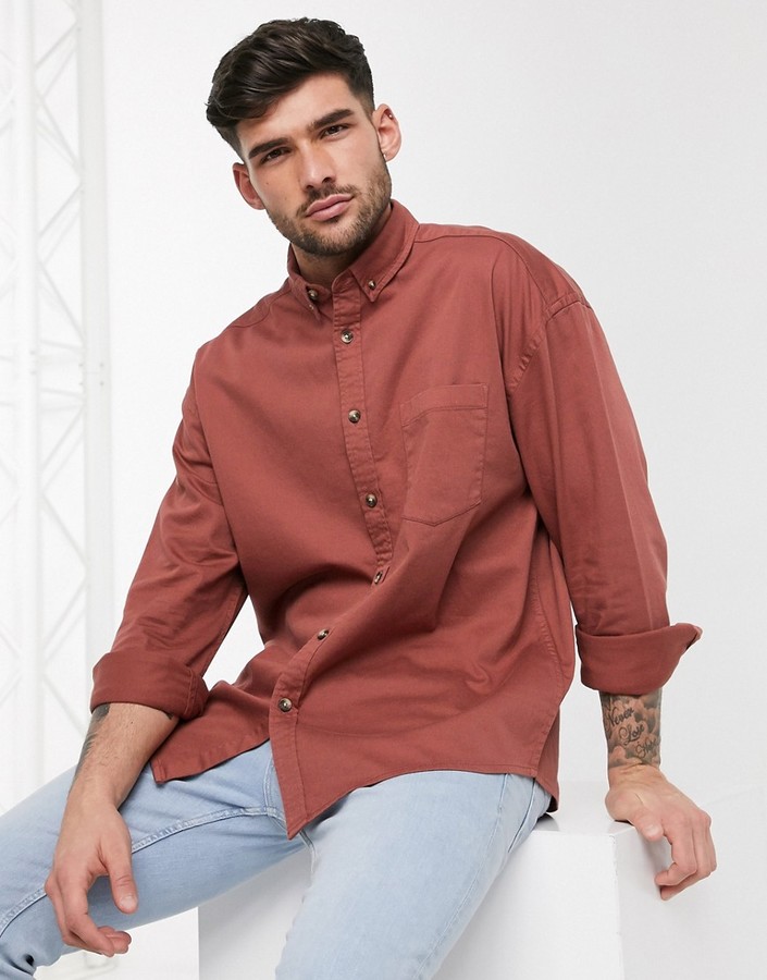 orange denim shirt mens