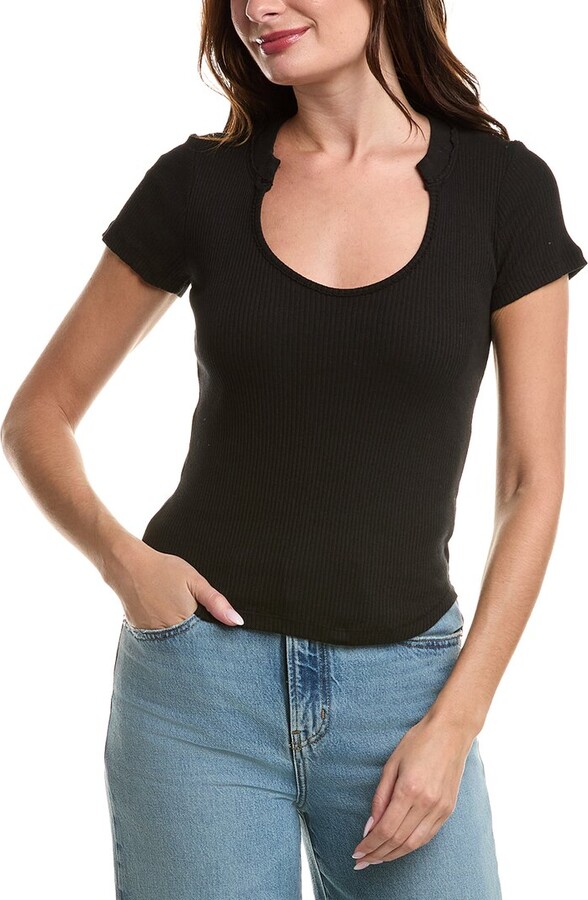 Project Social T Gina Scoop Notch Neck Rib T-Shirt