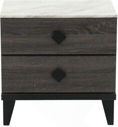 Everly Quinn Two-Tone Finish Wooden Nightstand With 2 Drawers, Foil Grey